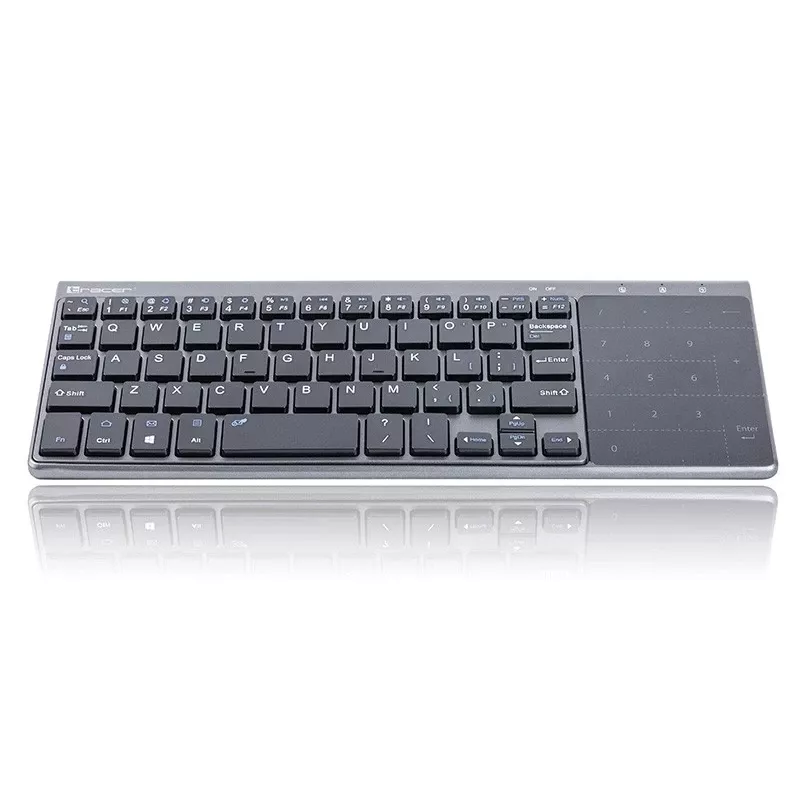 Belaidė RF pilno dydžio klaviatūra TRACER TRAKLA46934, QWERTY anglų, 2.4 GHz Nano imtuvas, membraninė, juoda/pilka