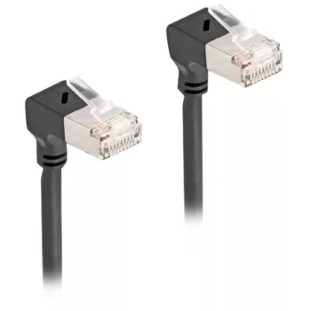 DeLOCK RJ45 tinklo kabelis Cat.6A S/FTP plonas 90° žemyn 5m juodas