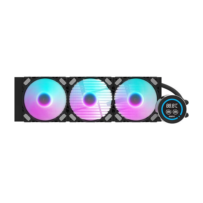 360 mm radiatorius Darkflash DN-D360 BLACK – skysčio aušinimo radiatorius, 3x120 mm ventiliatoriams