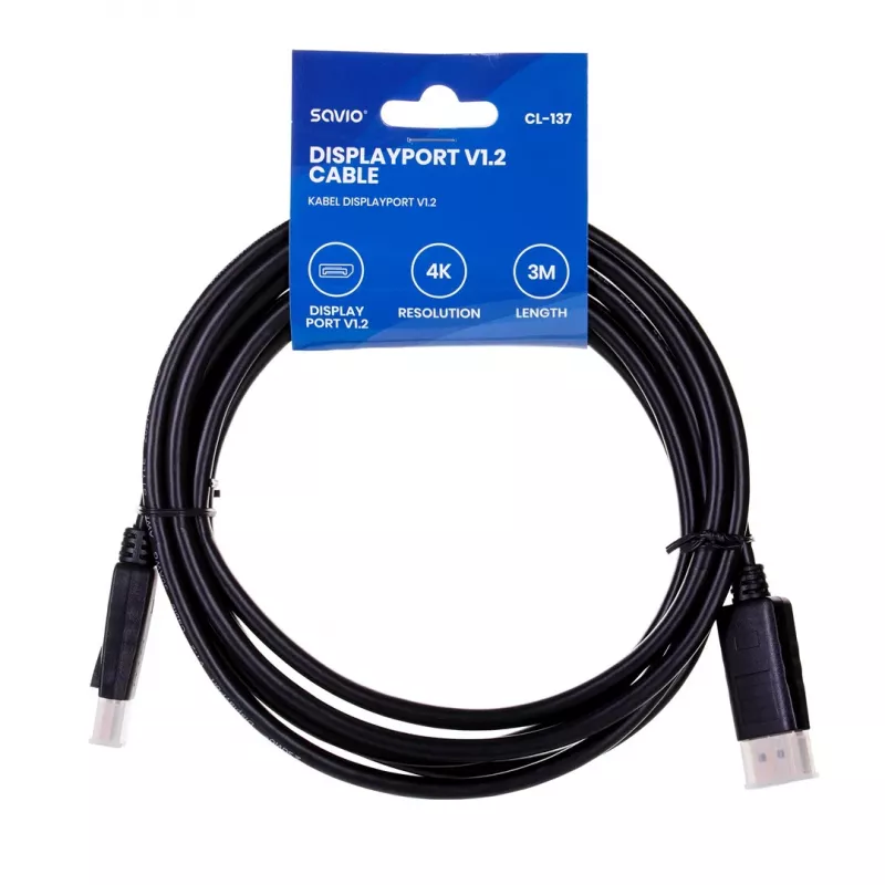 Savio CL-137 DisplayPort kabelis 3 m Juoda