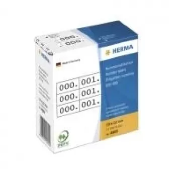 Lipnūs numerių etikečių HERMA trys vienodi skaičiai 10x22 mm balta/juoda