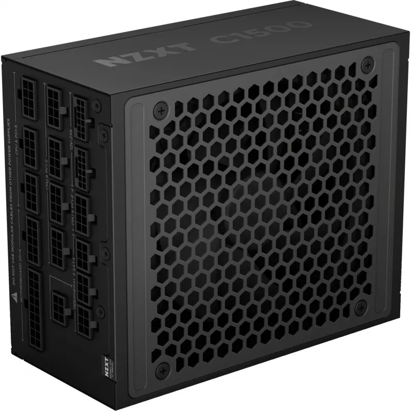 NZXT C1500 Platinum, juodas PC maitinimo blokas, 1x 16 kaiščių jungtis vaizdo plokštei, 6x PCIe, kabelių valdymas, 1500 W
