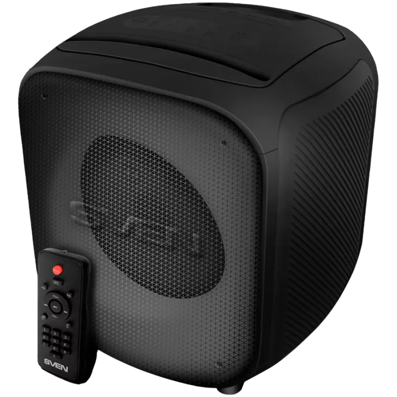 Nešiojamas garsiakalbis SVEN PS-555, juodas, 65 W (RMS), TWS, Bluetooth, USB, microSD, nuotolinis valdymas, ličio baterija