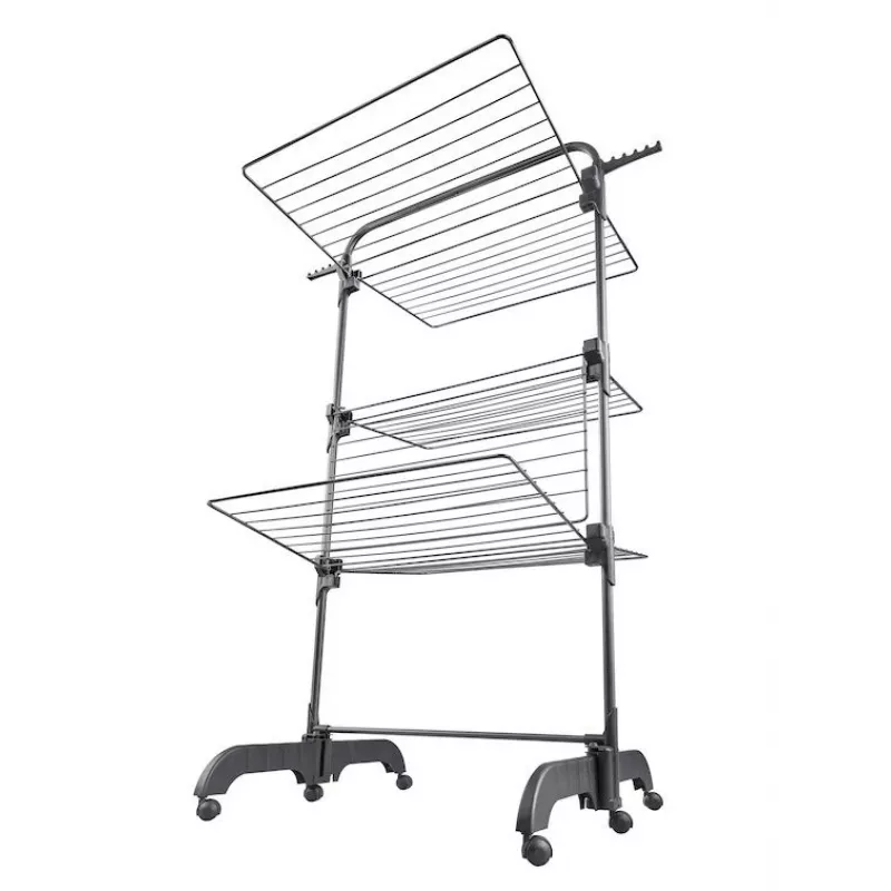Džiovyklė Leifheit Seaford Black – džiovinimo plotas 42 m, W760×D700×H1450 mm, sulankstoma su ratukais
