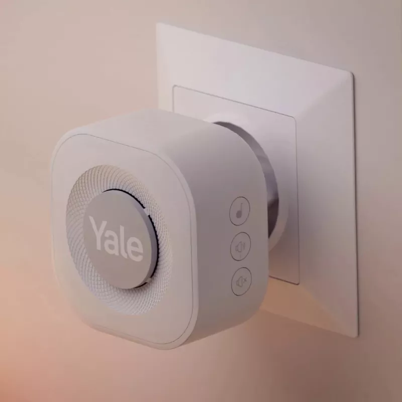 Yale durų skambučio garsinis signalas pilka, balta