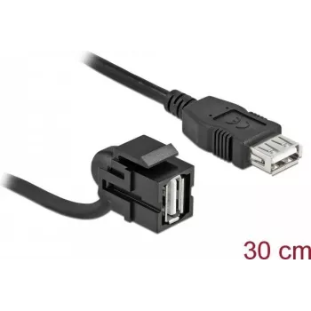 DeLOCK 86869 USB 2.0 A lizdo modulis su kabeliu, juodas