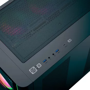 Kompiuterio korpusas AEROCOOL P500C EVO-G-BK-v1, bokštinis, su 2 grūdinto stiklo panelėmis, juodas