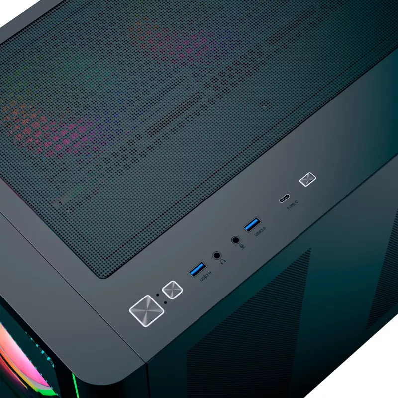 Kompiuterio korpusas AEROCOOL P500C EVO-G-BK-v1, bokštinis, su 2 grūdinto stiklo panelėmis, juodas