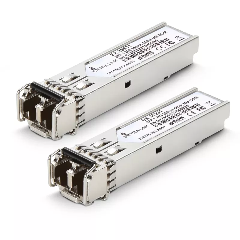 Extralink SFP modulis SFP 1.25G 2 vnt., 1,25 Gbps, LC/UPC, 850 nm, 550 m, kelių režimų, DOM, skirta HP/Aruba