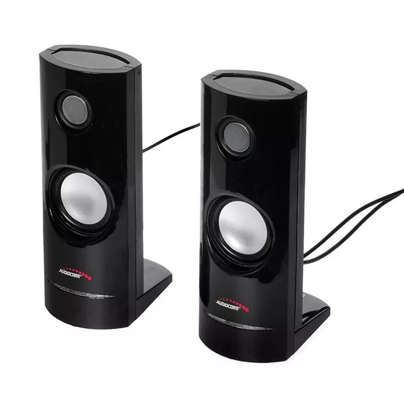 Laidiniai kompiuteriniai garsiakalbiai Audiocore AC860, 2.0 kanalų, 4 W RMS, USB maitinimas, 3,5 mm lizdas, juodi