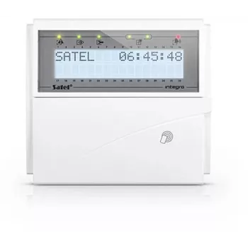 SATEL LCD klaviatūra (balta foninė lemputė, 125 kHz artumo kortelių skaitytuvas) INT-KLCDR-W
