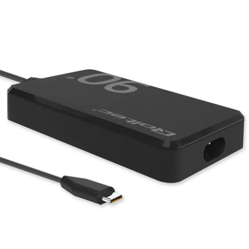Qoltec 90W GaN Super Fast SLIM sieninis įkroviklis | XP | 5-20V | 4,5A | USB-C 3.1 | Nešiojamam kompiuteriui | MacBook | Išmaniajam telefonui | + laidas