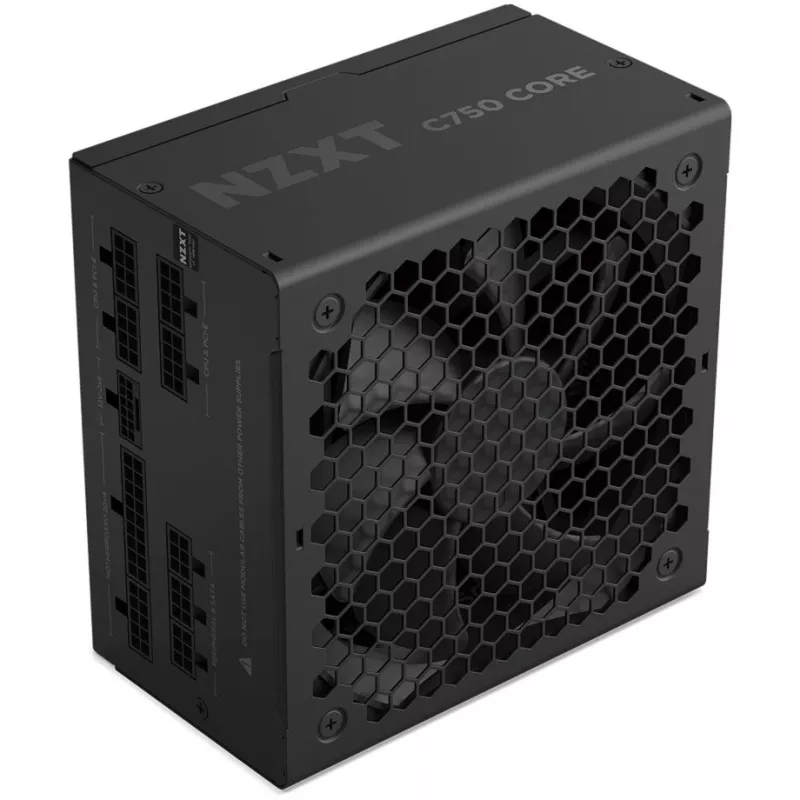 NZXT C750 Gold Core, 750W, juodas, 1x 12 kontaktų GPU, 3x PCIe, kabelių valdymas