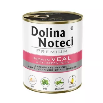 Šlapias šunų maistas Dolina Noteci Premium veršiena su žaliaisiais žirneliais, 800 g