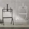Grindinis TV stovas MACLEAN MC-114 W ekranams nuo 55 iki 100 colių, baltas, VESA iki 900x600, max apkrova 120 kg, aukštis 115–152 cm, lentyna
