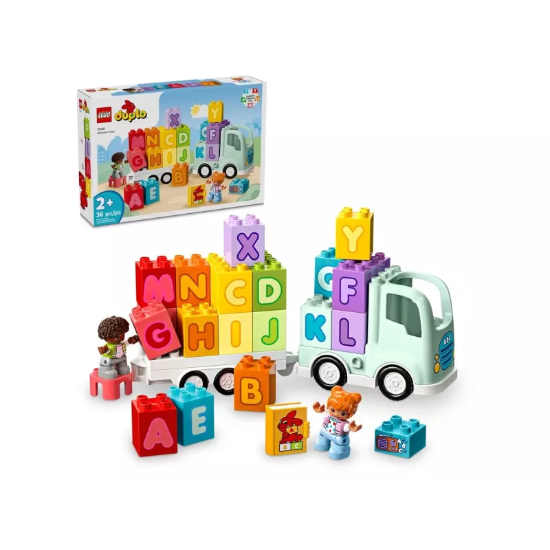 Konstruktorius LEGO DUPLO 10421 ABC Sunkvežimis, 36 dalių, 2 minifigūrėlės, nuo 2 metų, 110×140×70 mm