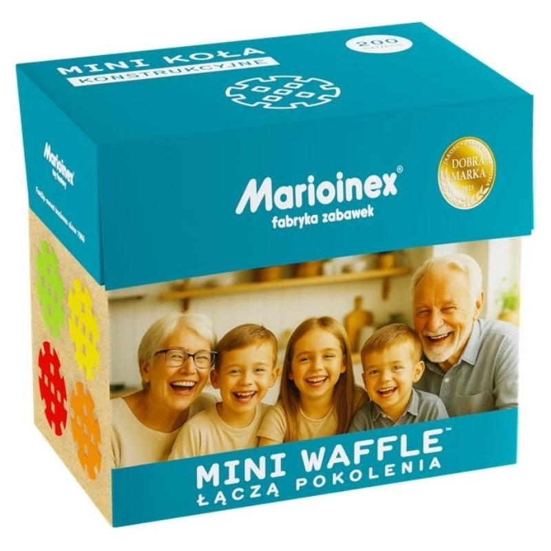 Marioinex Mini Waffle konstruktoriaus blokeliai Senior Set – 200 vnt., įvairiaspalviai, nuo 6 metų
