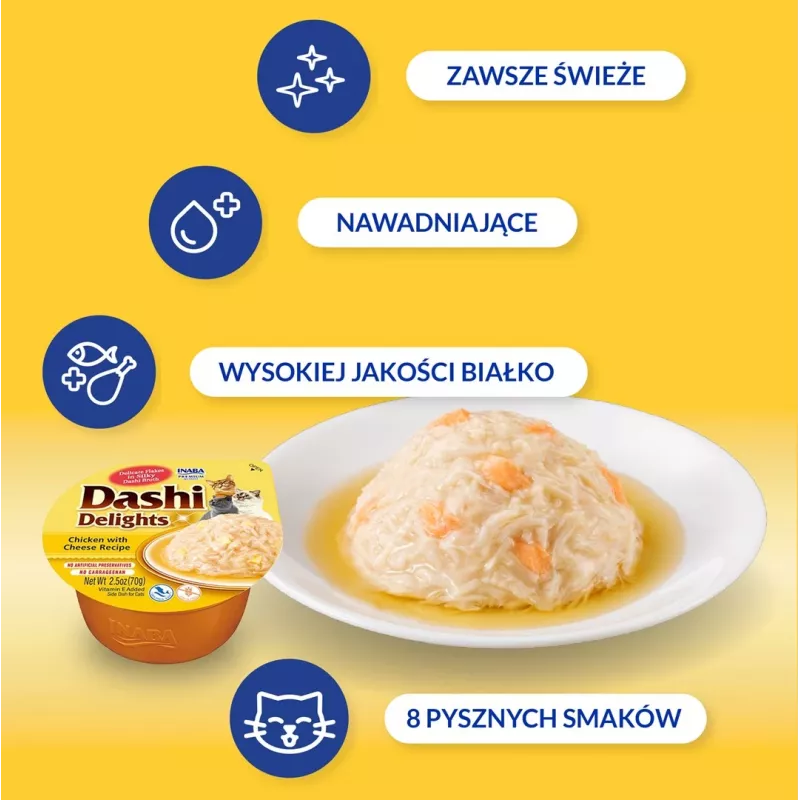 INABA Dashi Delights Vištiena su sūriu sultinyje – skanėstai katėms 70g