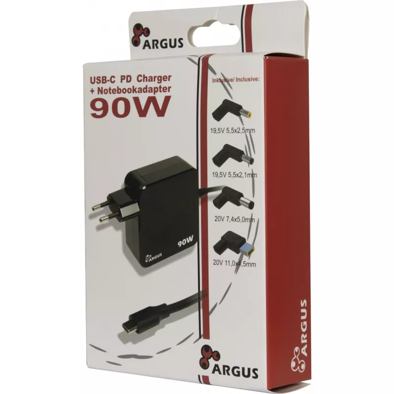 Įkroviklis Inter-Tech PD-2090 90 W USB PD, 4 keičiami antgaliai, juodas