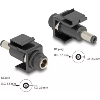 DeLOCK Keystone modulis DC 5,5 x 2,5 mm moteriškas į vyrišką juodas