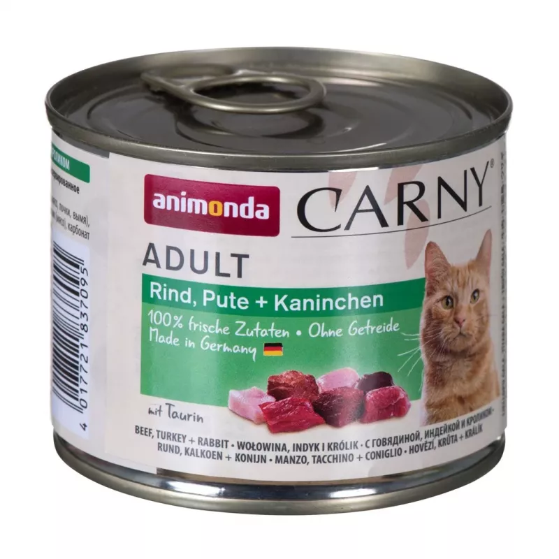 ANIMONDA Carny Adult jautiena, kalakutiena ir triušiena – šlapias kačių ėdalas – 200g
