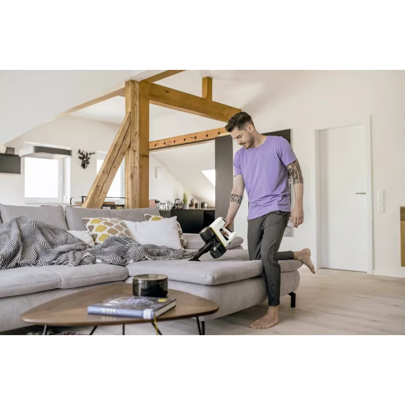 Kärcher VC 4 2-in-1 belaidis dulkių siurblys, 21,6 V Li-Ion, 30 min veikimo, HEPA, geltonas/juodas
