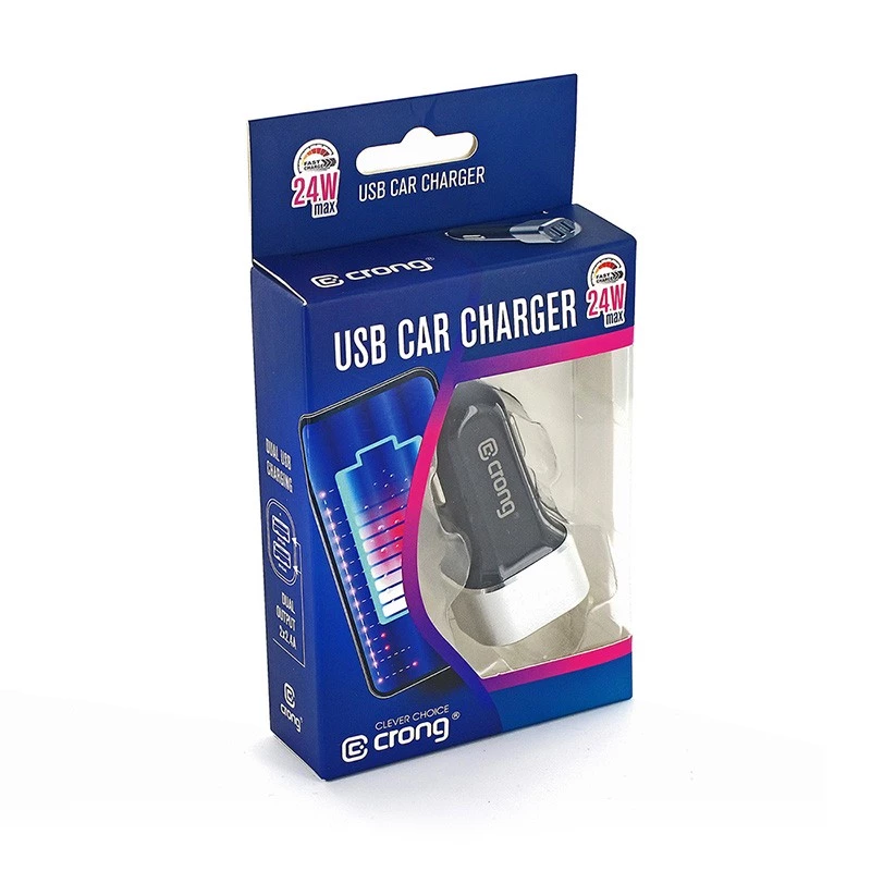 Automobilinis kroviklis 2xUSB 2.4A aliuminis