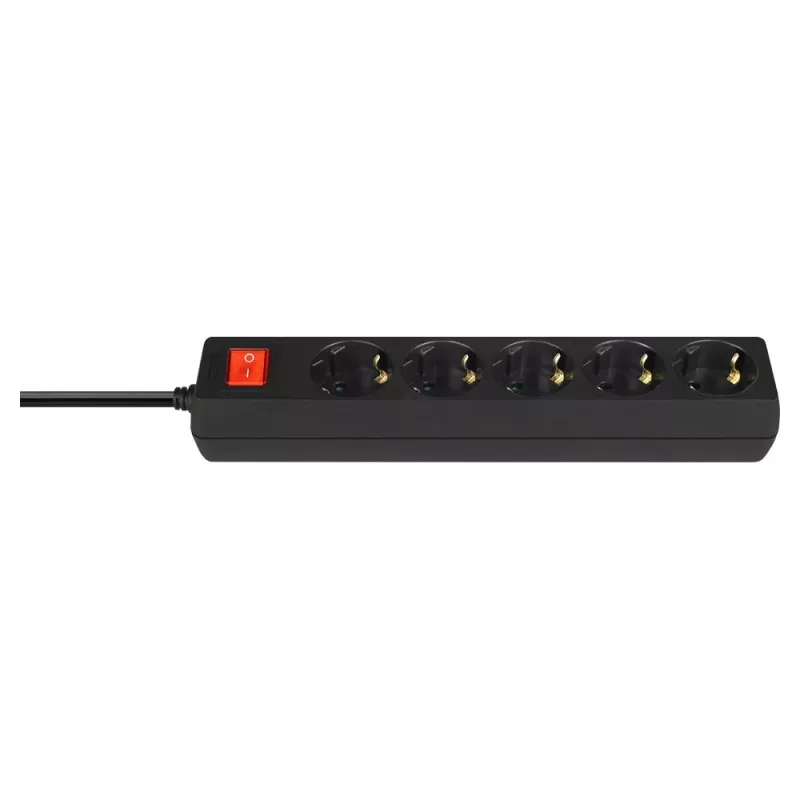 Maitinimo juosta SAVIO LZ-15 — 5 kištukinių lizdų, universalus kištukas, 5 m laidas, 2500 W, 10 A, juoda
