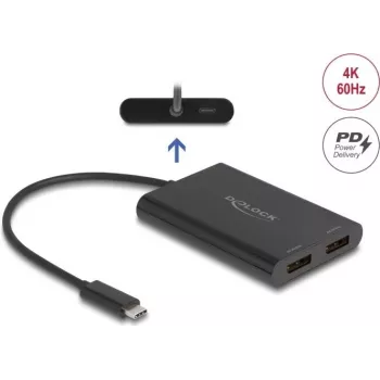 DELOCK adapteris USB Type-C į 2× DisplayPort 4K 60 Hz – modelis 64308