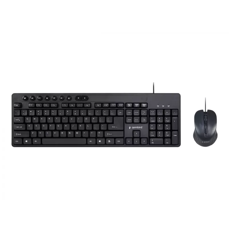 Laidinis pilno dydžio klaviatūros ir pelės rinkinys Gembird KBS-UM-04 USB QWERTY, juoda, 1,5 m laidas