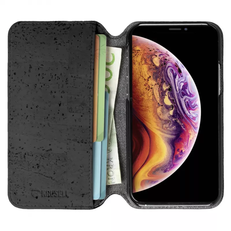 Krusell Birka folio dėklas iPhone 11 Pro Max 16,5 cm juodos spalvos