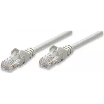 Intellinet tinklo kabelis Cat5e, 1,5 m, pilkas, CCA, U/UTP, PVC, RJ45, paauksuoti kontaktai, apsaugotas nuo užkliuvimo, su boot, viso gyvenimo garantija
