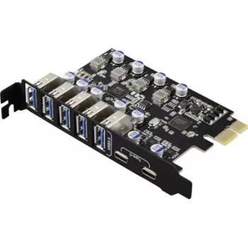 Renkforce RF-6613198 5+2 Portų USB 3.2 Gen 1 Valdiklio Kortelė USB-A (USB 3.0), USB-C® (USB 3.2 Gen 1) PCIe x1 (RF-6613198)