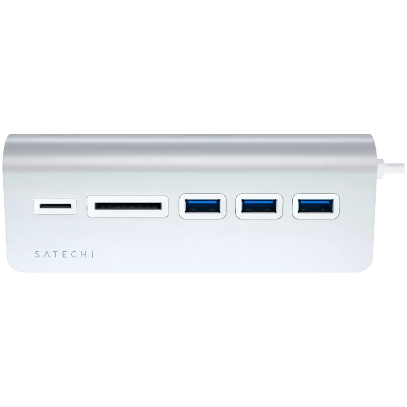 Satechi Type-C aliuminio USB centras ir kortelių skaitytuvas, sidabrinis, ST-TCHCRS