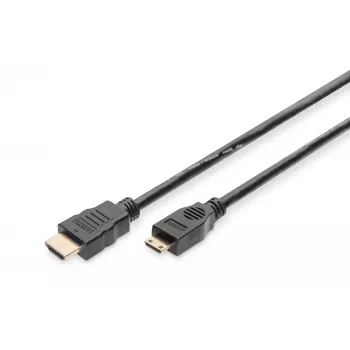 Digitus ASSMANN HDMI kabelis, Mini-HDMI (vyriškas) – HDMI (vyriškas), 3 m, dviguba izoliacija, juoda (AK-330106-030-S)