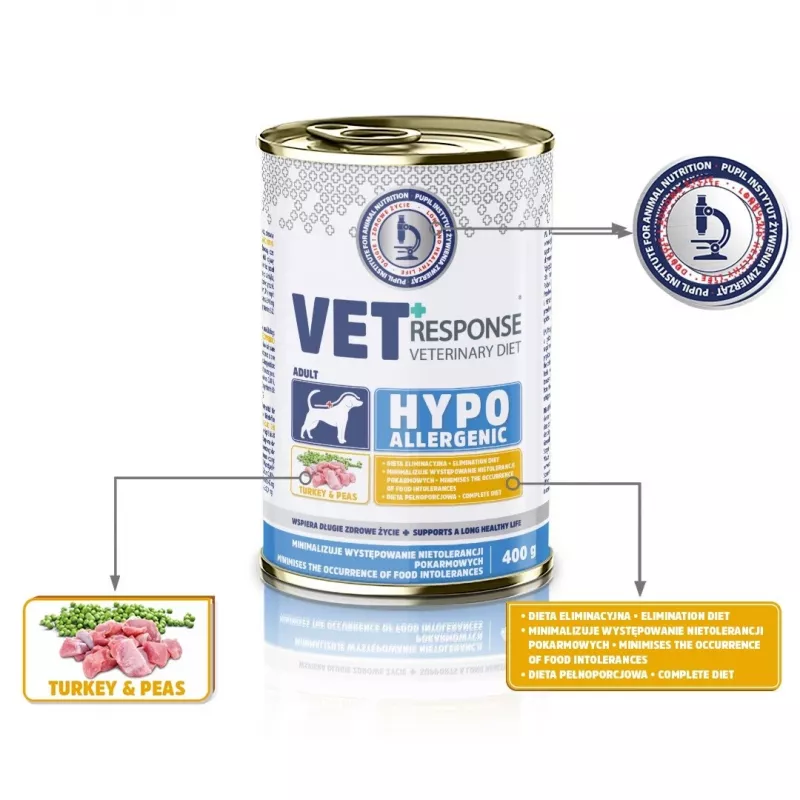 VET RESPONSE Hipolergeninė kalakutiena - šlapi šunų ėdalas - 400g
