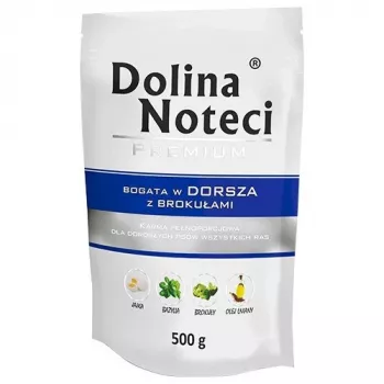 Šlapias šunų ėdalas Dolina Noteci Premium su menke ir brokoliais 500 g
