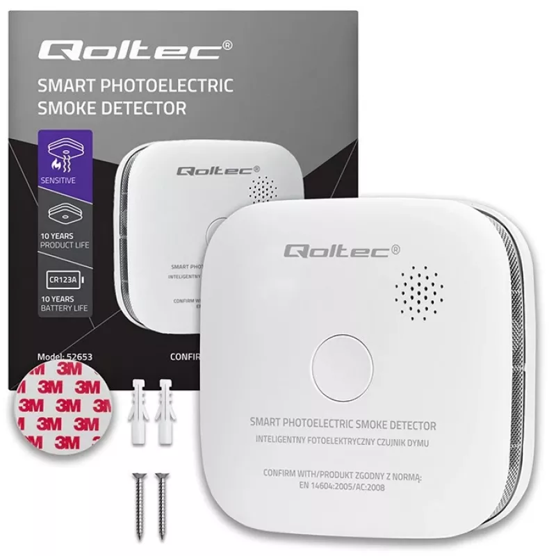 Belaidis dūmų detektorius QOLTEC 52653 su 85 dB baterijos aliarmu