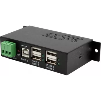 USB šakotuvas Exsys EX-1163HMS – 4 prievadai su 15 kV ESD apsauga, DIN bėgio komplektas