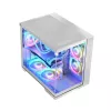 PC korpusas MODECOM Volcano Panorama Midi Tower baltas – micro ATX, grūdintas stiklas, ARGB, USB-C, palaiko GPU iki 400 mm