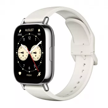 Išmanusis laikrodis Xiaomi Redmi Watch 5 Lite — 1,96 colio AMOLED ekranas, GPS, 470 mAh baterija, auksinis korpusas, baltas TPU dirželis