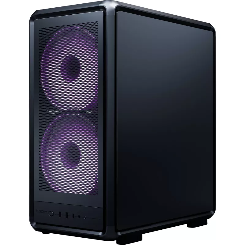PC korpusas Cooler Master MasterFrame 500 Mesh Midi Tower – juodas su permatomu šonu, ATX/EATX, 2×200 mm priekyje, 1×120 mm gale