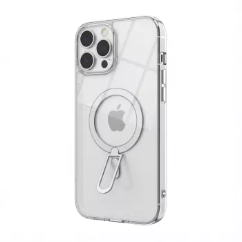 Apsauginis dėklas GUAN iPhone 16 su 10H grūdintu stiklu ir integruota kojelė, baltas