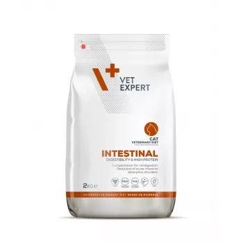 Sausas ėdalas katėms VETEXPERT Veterinary Diet Intestinal, 2 kg – paukštiena, 38% baltymų, 20% riebalų, be glitimo ir sojos