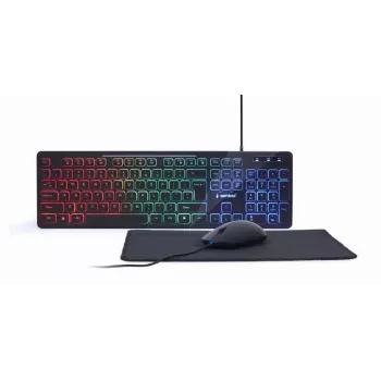 Gembird KBS-UML-01 pilno dydžio laidinė klaviatūra su pele – USB, QWERTY JAV, 104 klavišai, juoda