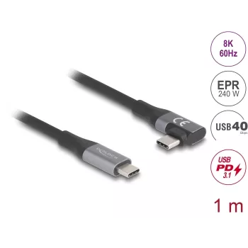 USB-C laidas DeLOCK 81131 1m USB-C juodas 40 Gbit/s
