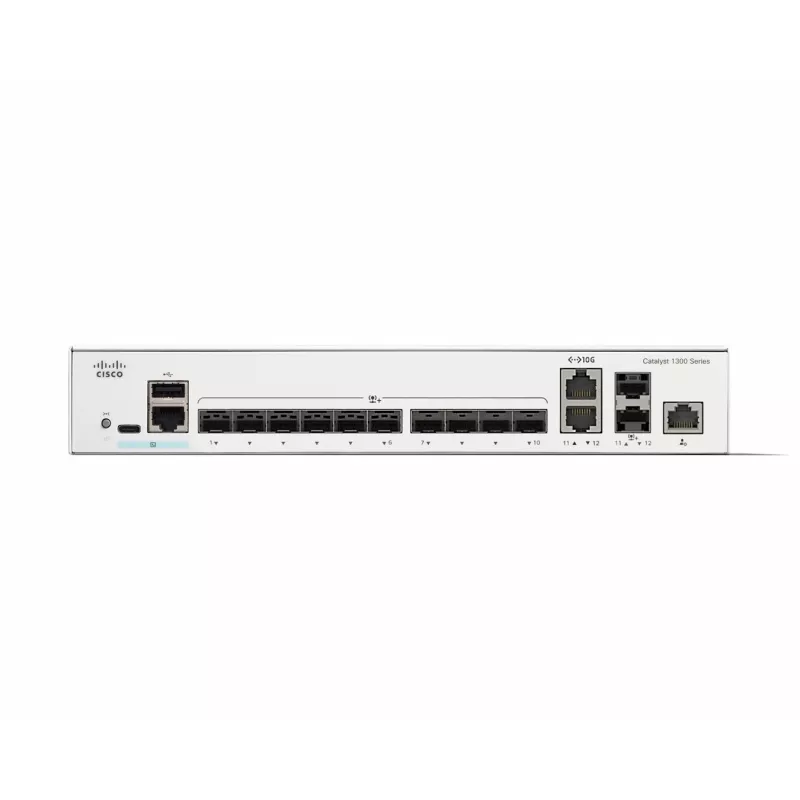 Tinklo jungiklis Cisco Catalyst C1300-12XS valdomas L2/L3, 12 x 10Gb SFP+, 240 Gbit/s, 16k MAC, montuojamas į stelažą, pilka