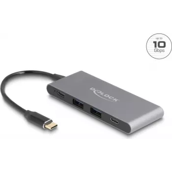 DeLOCK 4 prievadų USB Type-C šakotuvas 2x USB Type-A 2x USB Type-C 10 Gbps