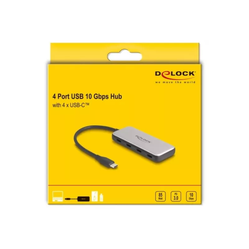 DeLOCK 64261 USB 3.2 Gen 1 Type-C šakotuvas 10000 Mbit/s juoda pilka