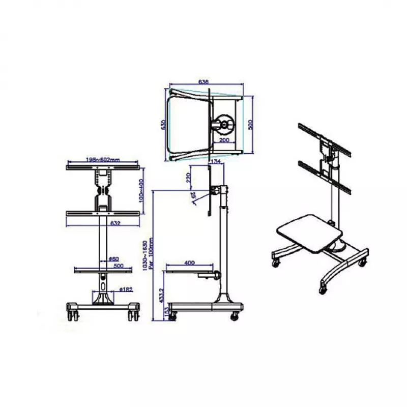 VALUE LCD-/TV-Rollständer, 27-47 col., iki 35 kg, juoda
